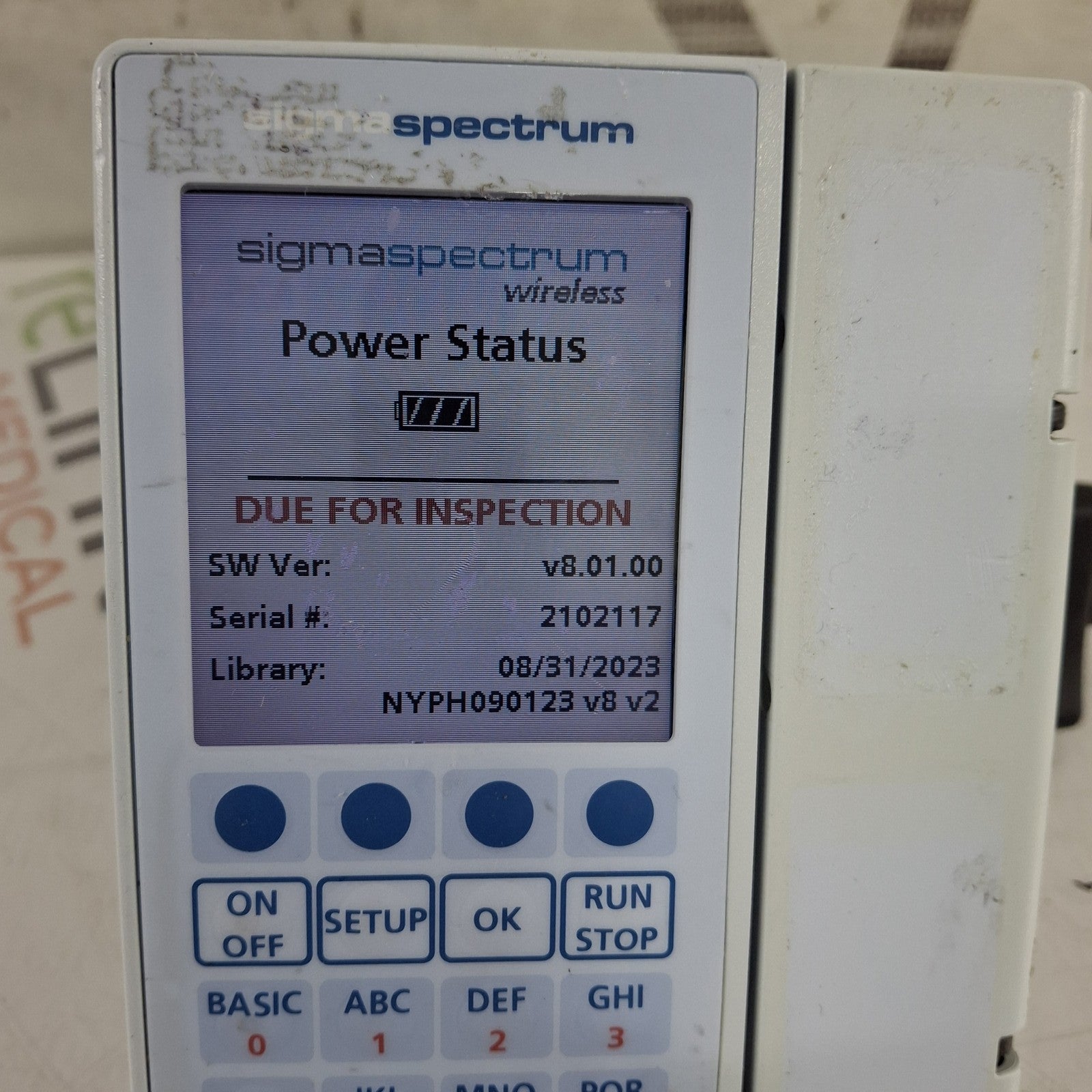Baxter Sigma Spectrum 8.01.00 w/o Battery Infusion Pump