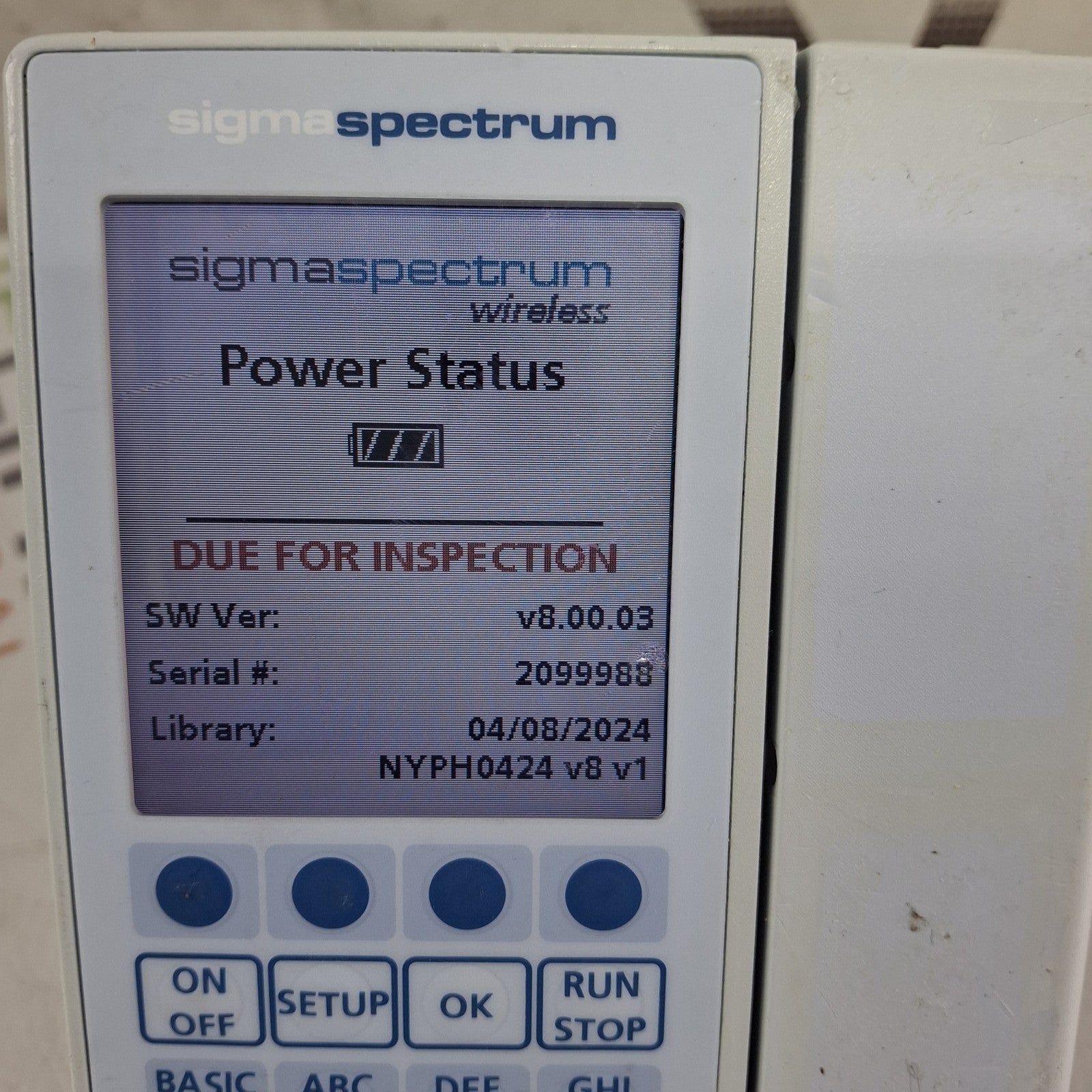 Baxter Sigma Spectrum 8.00.03 w/o Battery Infusion Pump