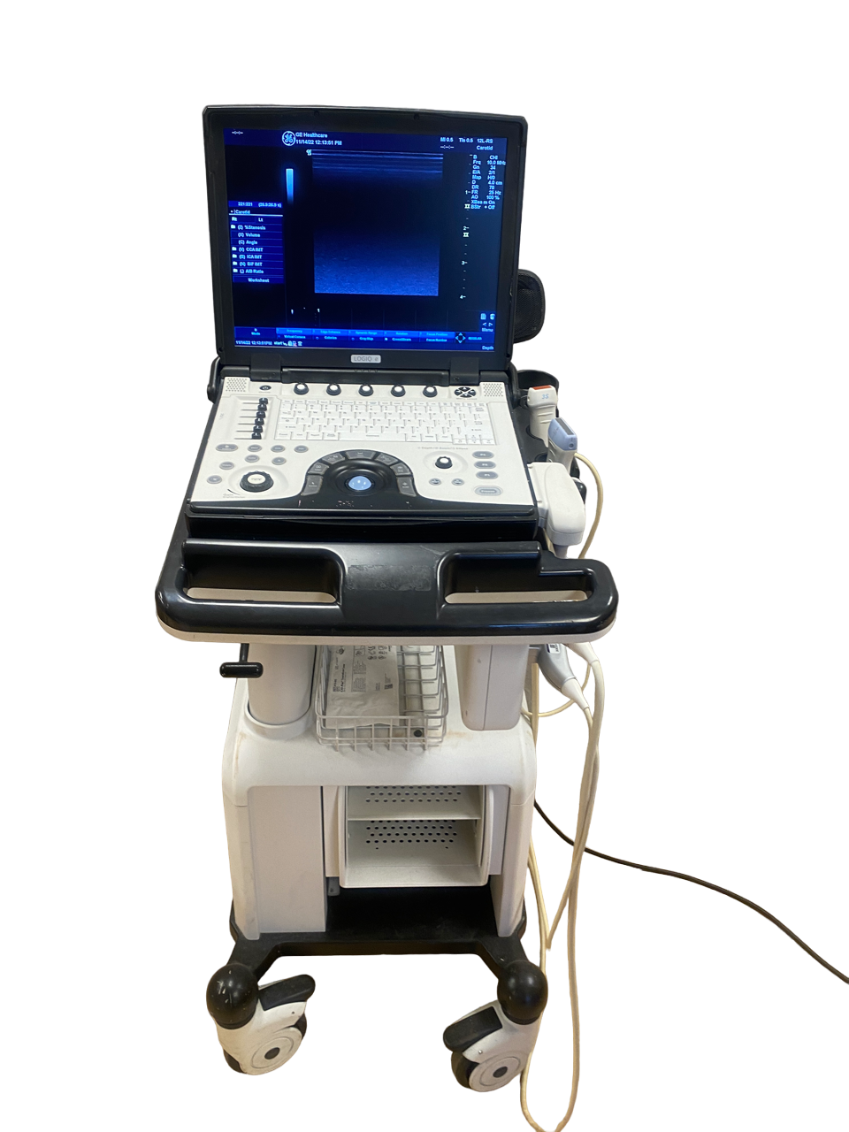 GE Logiq E Next Gen Bt11, DOM 2014 & cart triple probe connector Two probes DIAGNOSTIC ULTRASOUND MACHINES FOR SALE