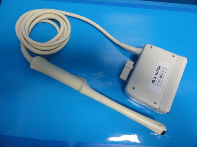 a white probe cord blue background