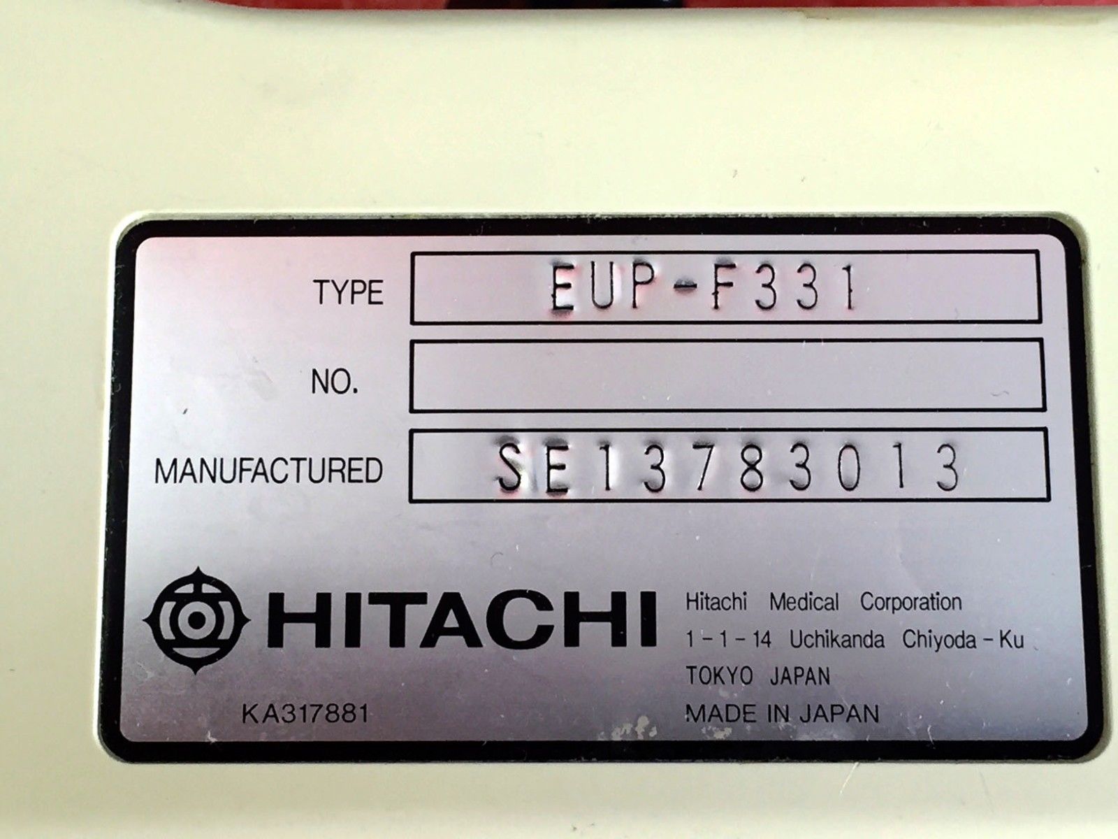 HITACHI EUP-F331 6.5 MHz Finger Tip Ultrasound Probe DIAGNOSTIC ULTRASOUND MACHINES FOR SALE