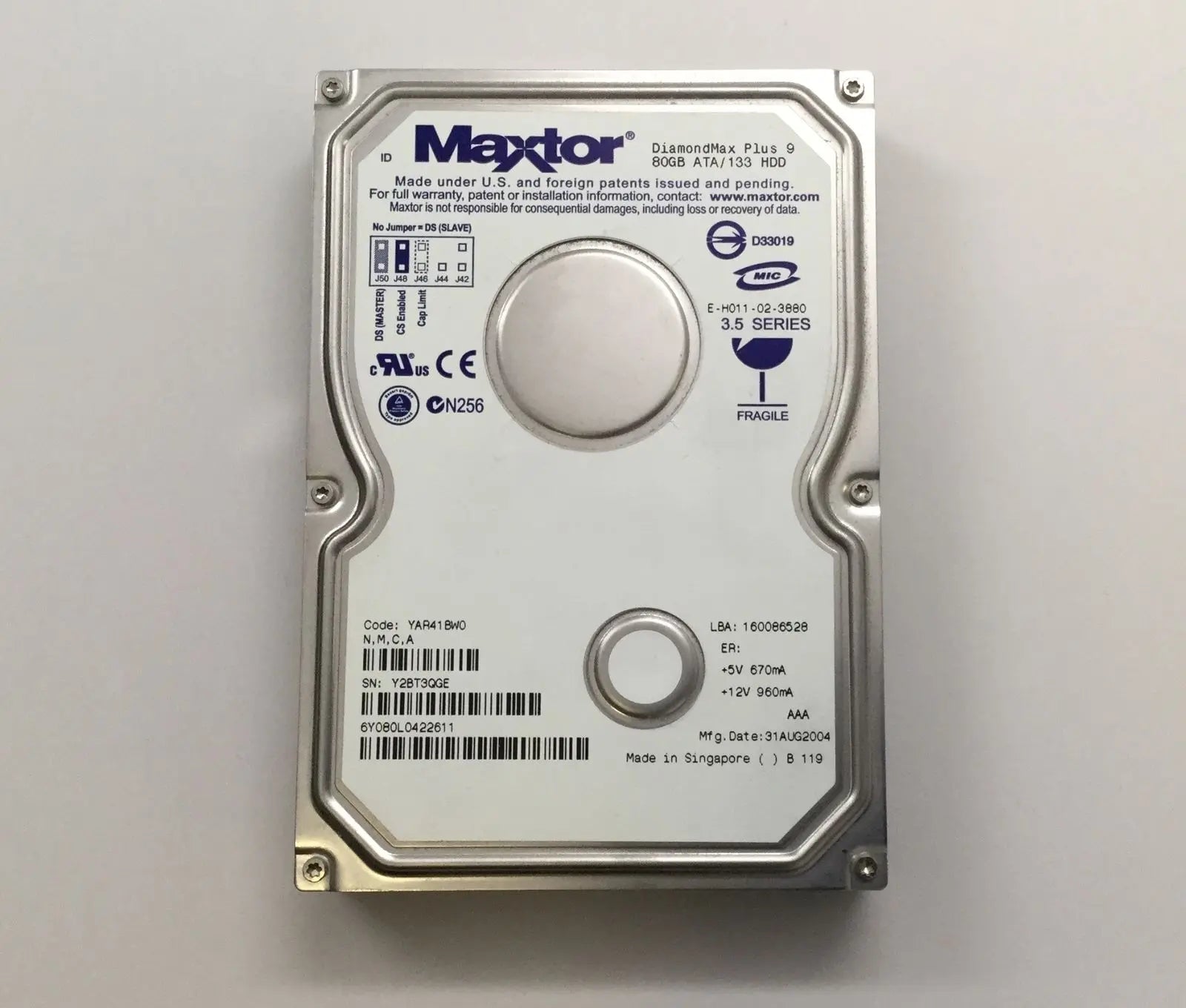 GE Voluson 730 Expert Ultrasound YAR41BWO Maxtor DiamondMax Plus 9 Hard Drive DIAGNOSTIC ULTRASOUND MACHINES FOR SALE