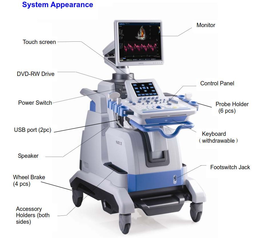 SIUI Apogee 3800 Omni Cardiac Ultrasound with two probes DIAGNOSTIC ULTRASOUND MACHINES FOR SALE