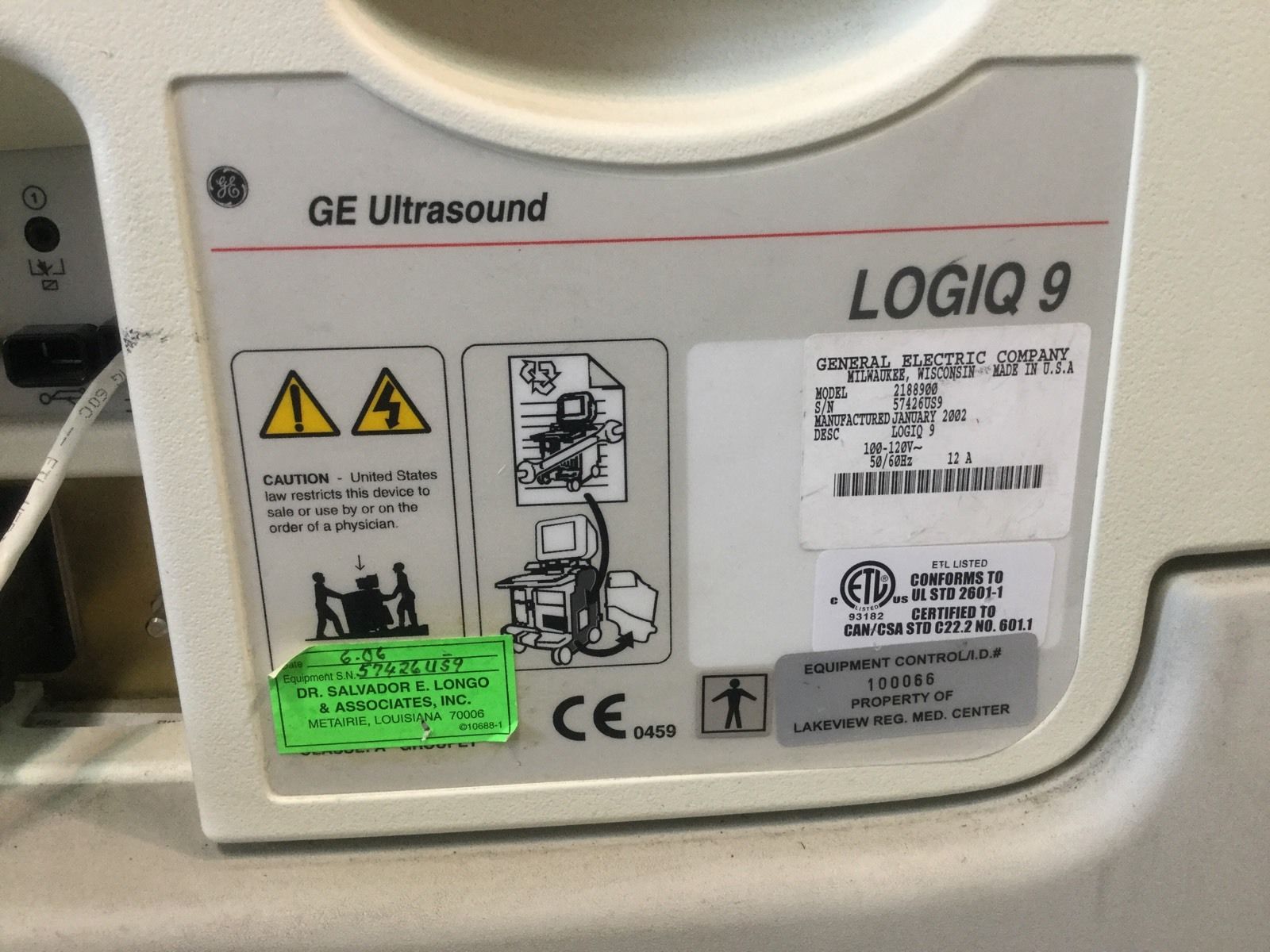 GE Logiq 9 Ultrasound 2003 BT03 + 8L + M12L + 3.5C DIAGNOSTIC ULTRASOUND MACHINES FOR SALE