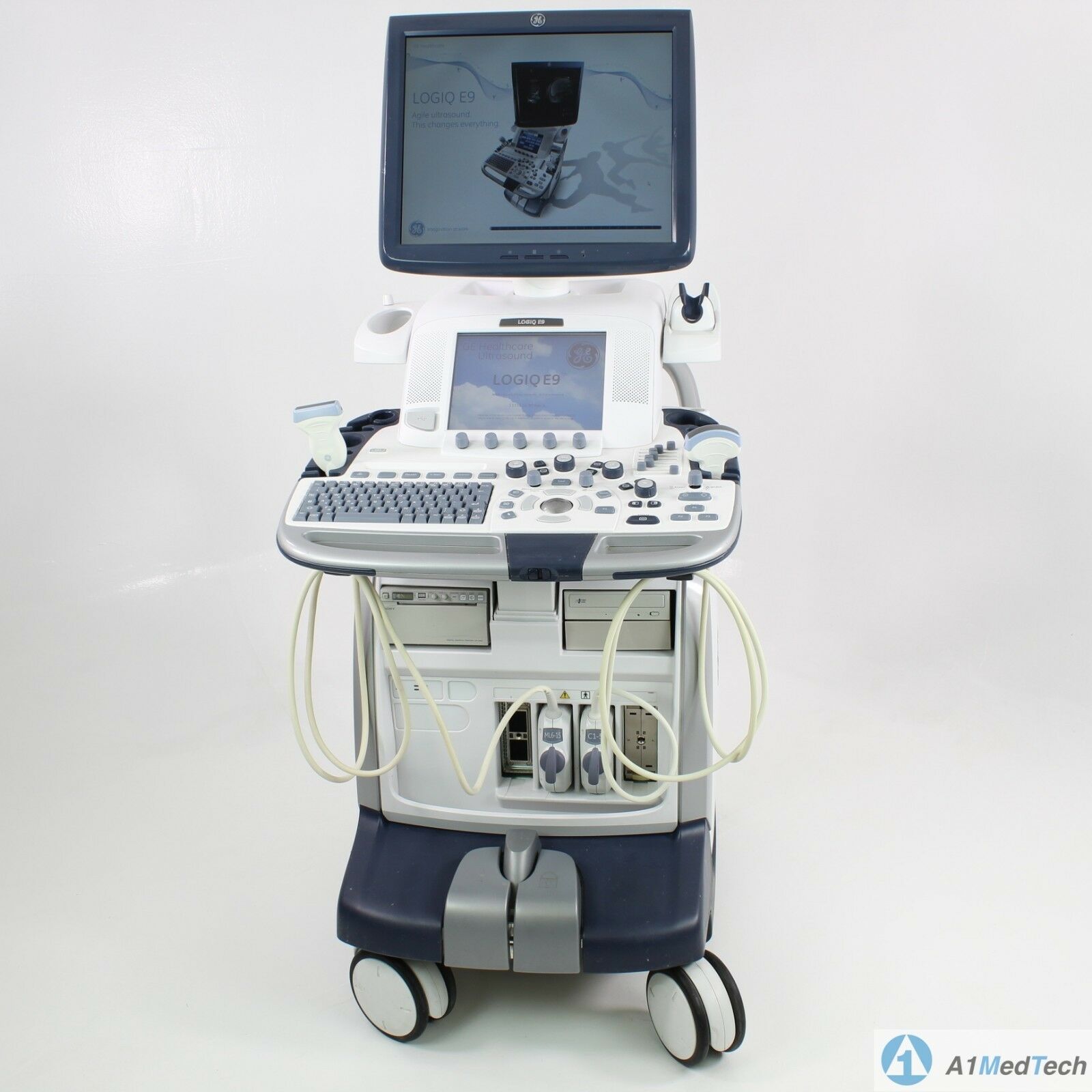 GE Logiq E9 Ultrasound System with C1-5-D & ML6-15-D Probes DIAGNOSTIC ULTRASOUND MACHINES FOR SALE