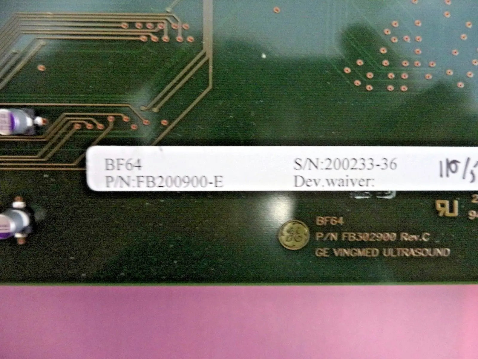 GE Vivid 7 Ultrasound Beamformer (BF64) Board (PN: FB200900-E) DIAGNOSTIC ULTRASOUND MACHINES FOR SALE