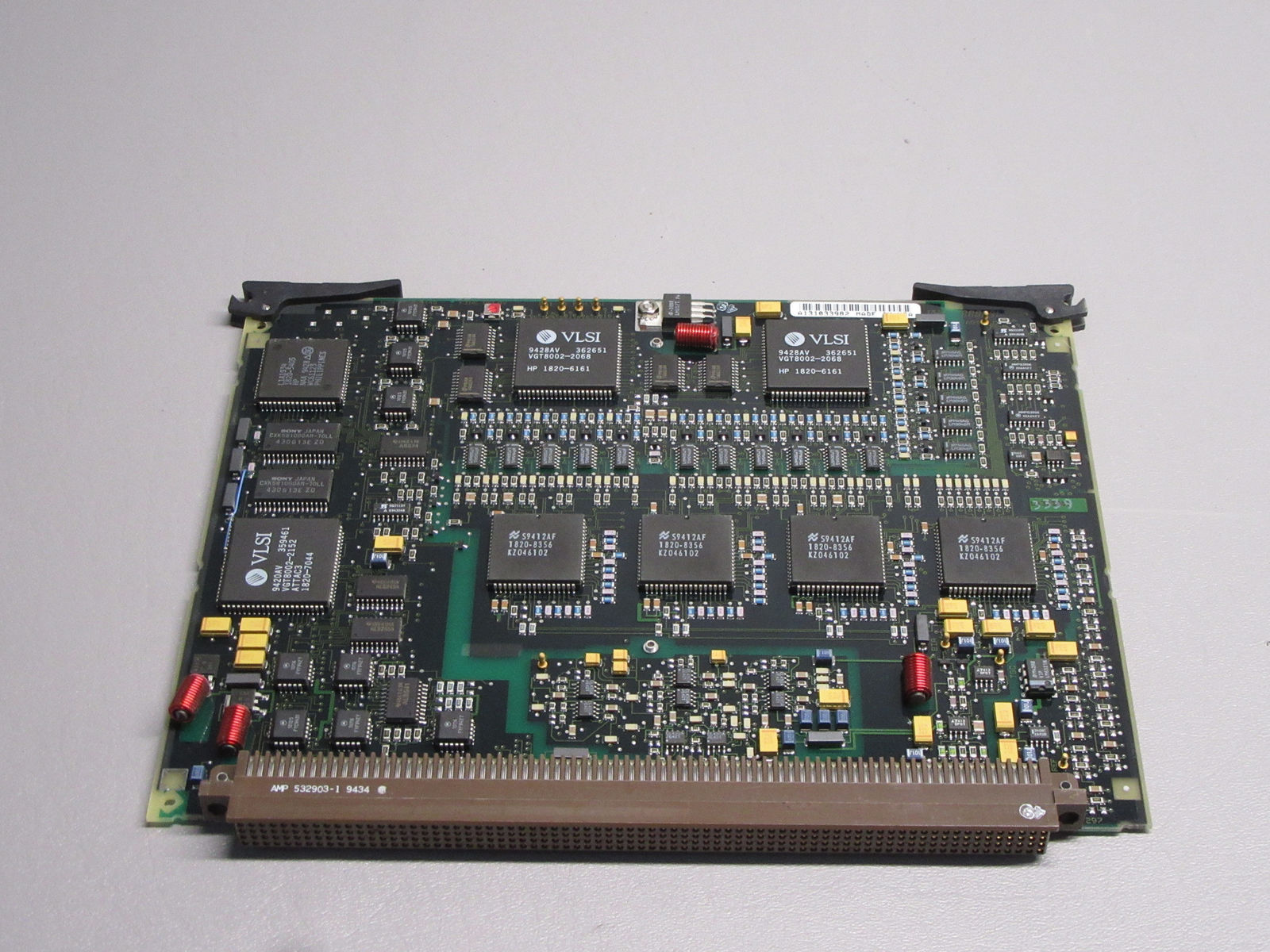 a close up of a computer motherboard on a table