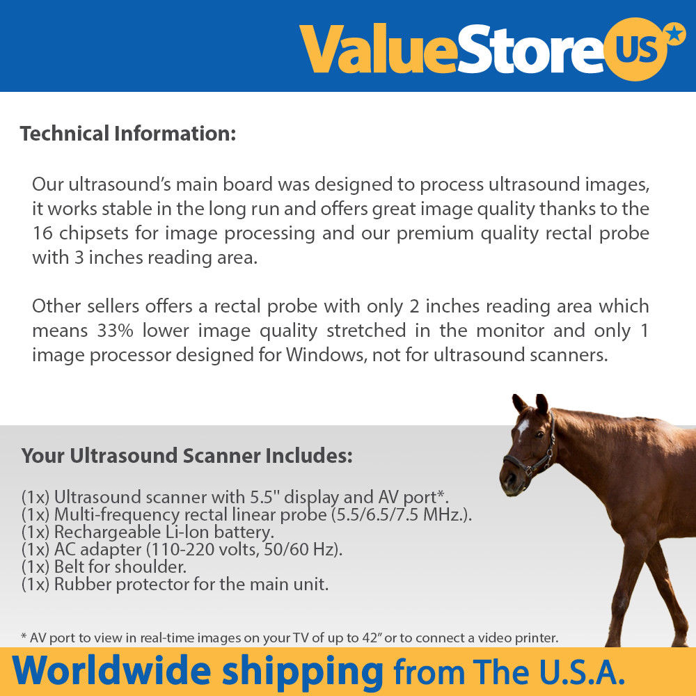 Portable Ultrasound Scanner with 7.5 MHz Rectal Probe for Cow, Horse & Cattle. DIAGNOSTIC ULTRASOUND MACHINES FOR SALE