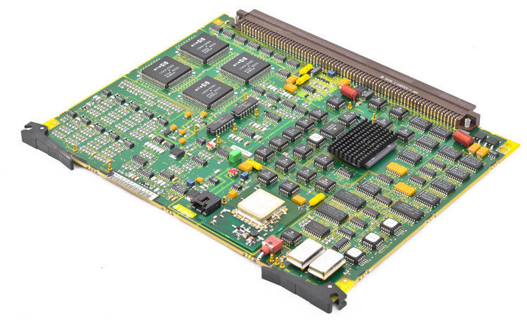 a close up of a computer board with many components
