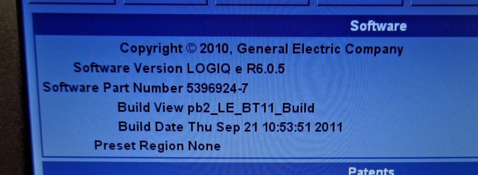 GE Logiq e Ultrasound software version R6.0.5 w/ GE 8l-RS DOM 2010 DIAGNOSTIC ULTRASOUND MACHINES FOR SALE