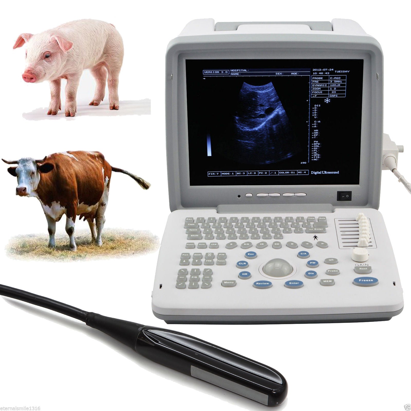Portable Digital Ultrasound Scanner Rectal Probe Animal Veterinary Dog 3D Scan DIAGNOSTIC ULTRASOUND MACHINES FOR SALE