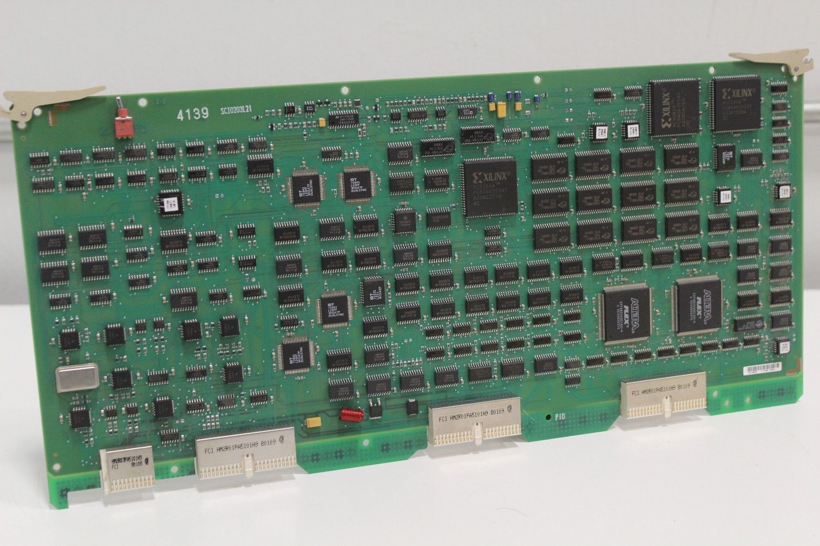 a close up of a computer board on a table