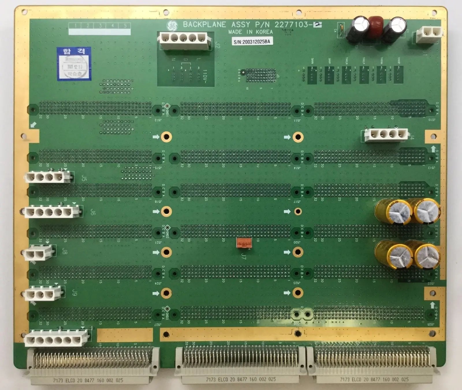 GE Logiq 5 Expert Ultrasound Backplane PWB 2277102-2 board DIAGNOSTIC ULTRASOUND MACHINES FOR SALE