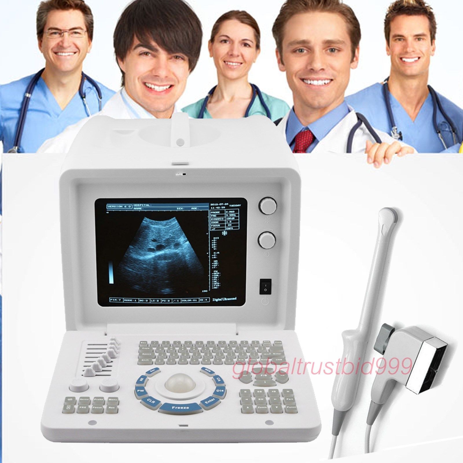 Portable 10.1 Inch Ultrasound Scanner Test Convex Transvaginal Probes USB SVGA DIAGNOSTIC ULTRASOUND MACHINES FOR SALE