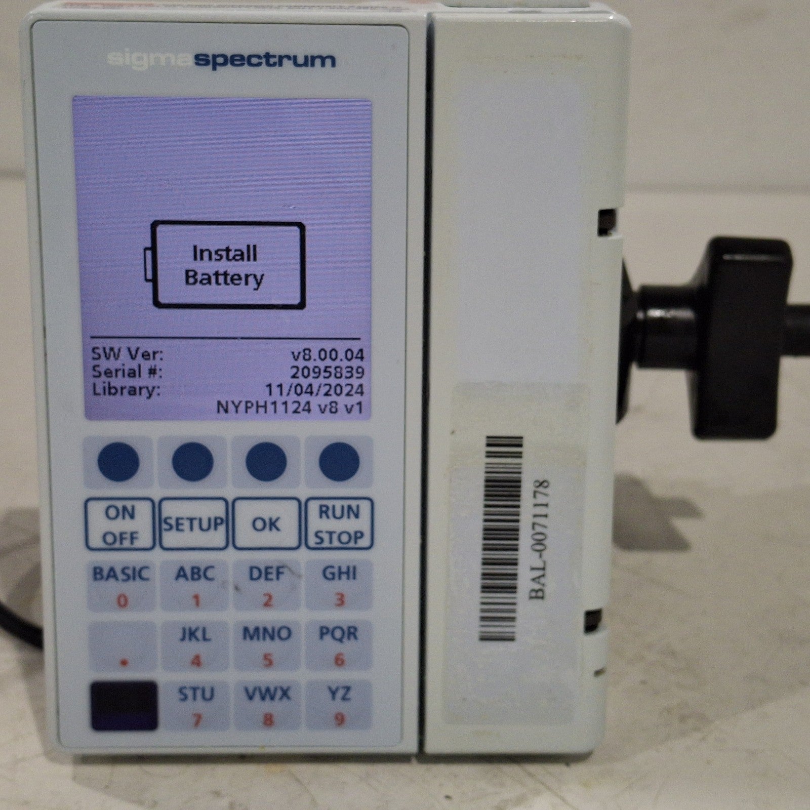 Baxter Sigma Spectrum 8.00.04 w/o Battery Infusion Pump