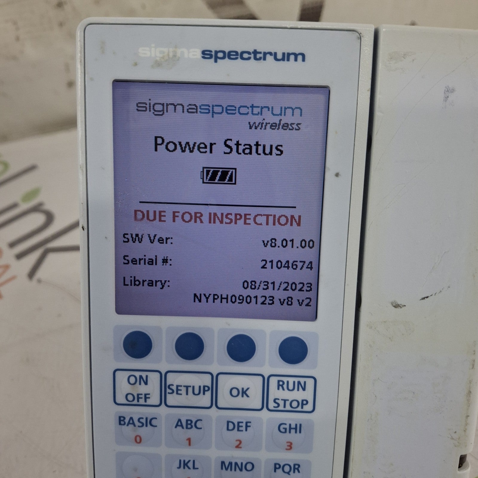 Baxter Sigma Spectrum 8.01.00 w/o Battery Infusion Pump