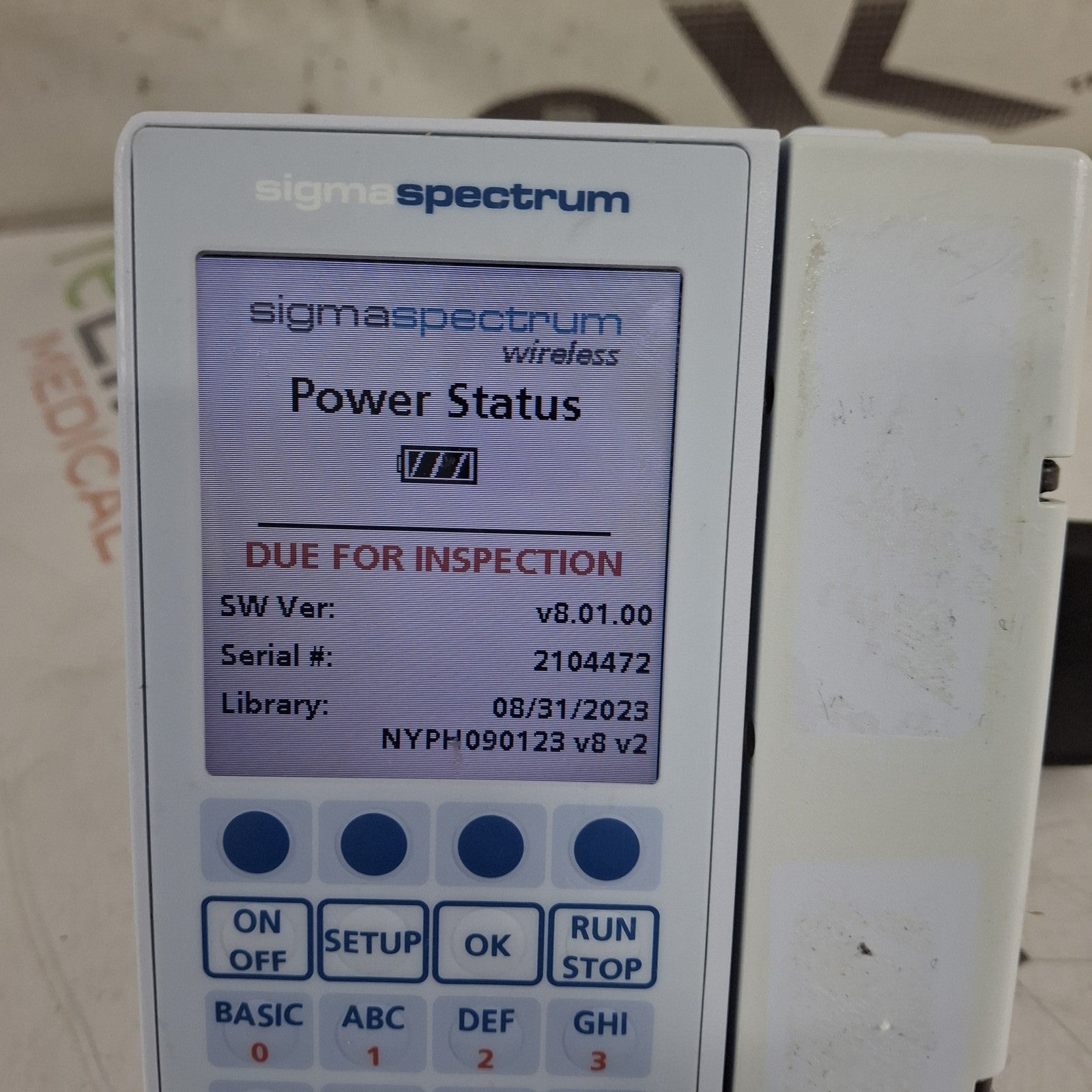 Baxter Sigma Spectrum 8.01.00 w/o Battery Infusion Pump