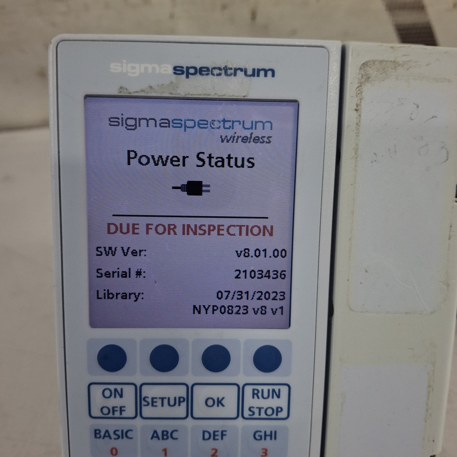 Baxter Sigma Spectrum 8.01.00 w/o Battery Infusion Pump