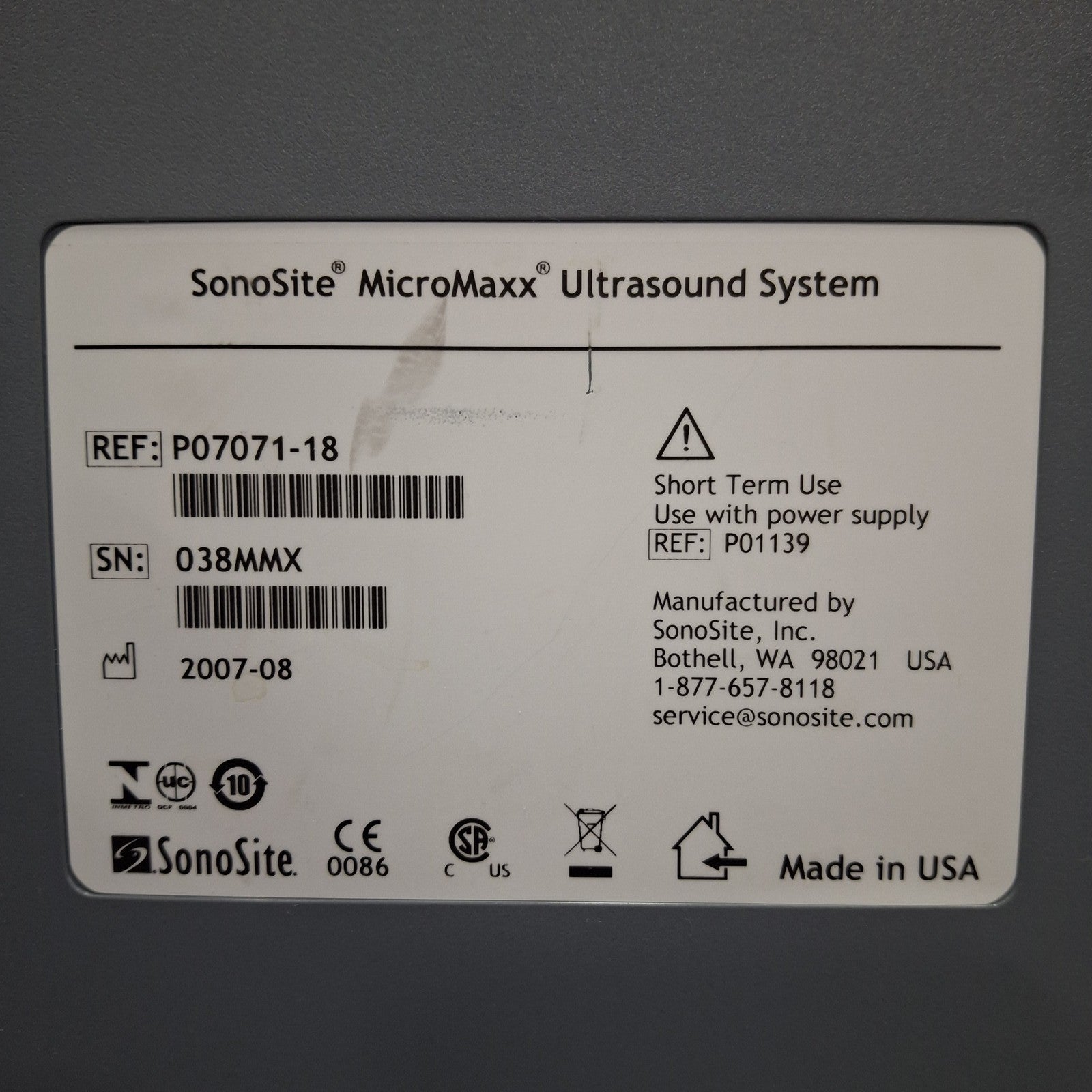 Sonosite Micromaxx Portable Ultrasound