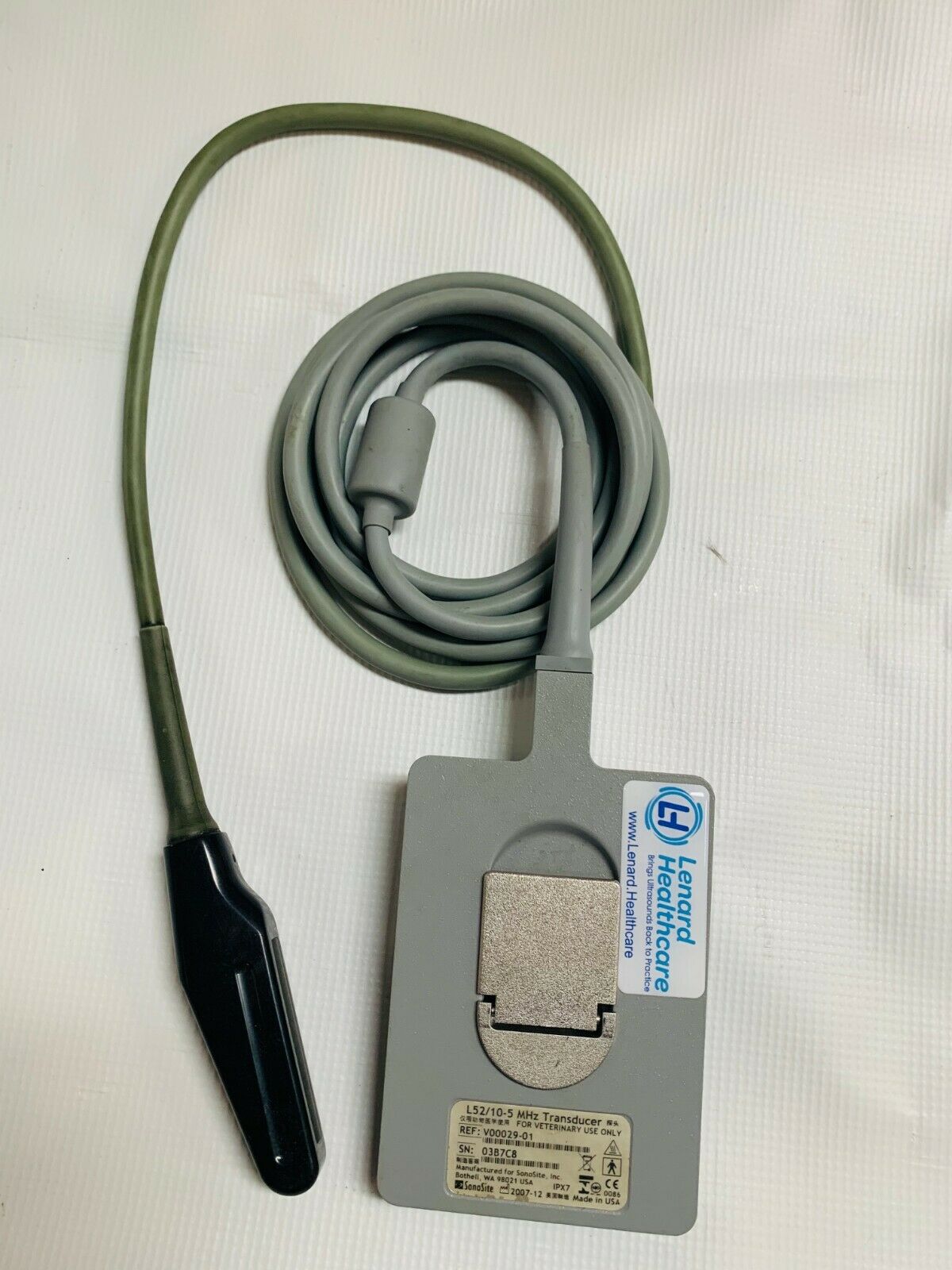 Veterinary Rectal Linear probe L52 For Sonosite portable ultrasounds 2007 DIAGNOSTIC ULTRASOUND MACHINES FOR SALE