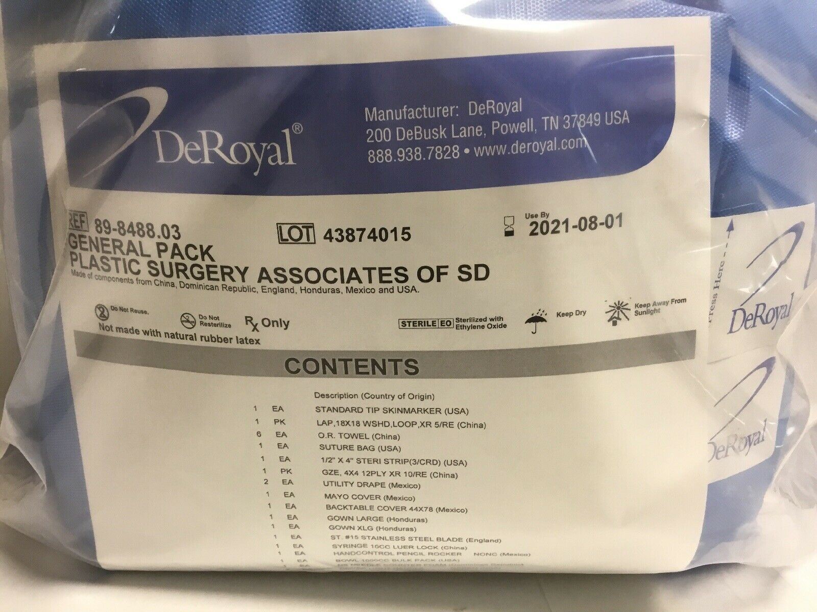 DeRoyal General Pack: Plastic Surgery Associates Of SD (51KMD) DIAGNOSTIC ULTRASOUND MACHINES FOR SALE