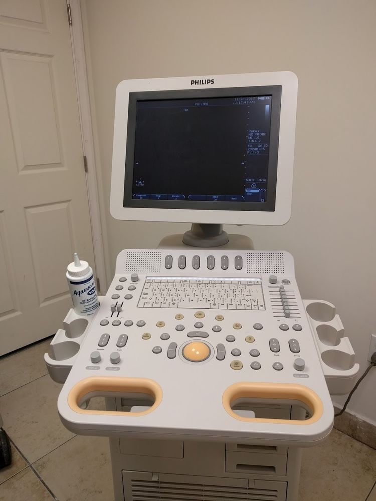ultrasound monitor and keyboard