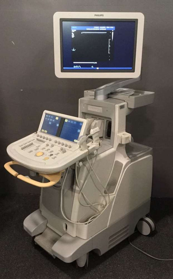 2008 PHILIPS IE33-F-CART ULTRASOUND MACHINE. NO PROBES. USED. WORKS FINE