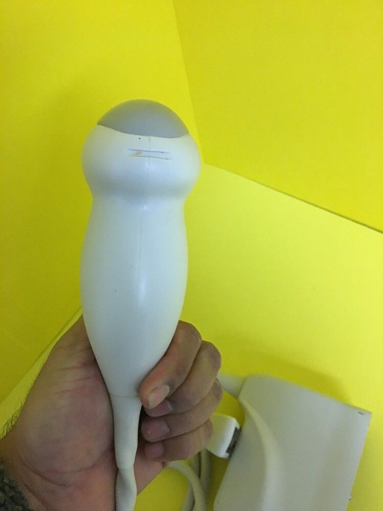 a person is holding a probe head