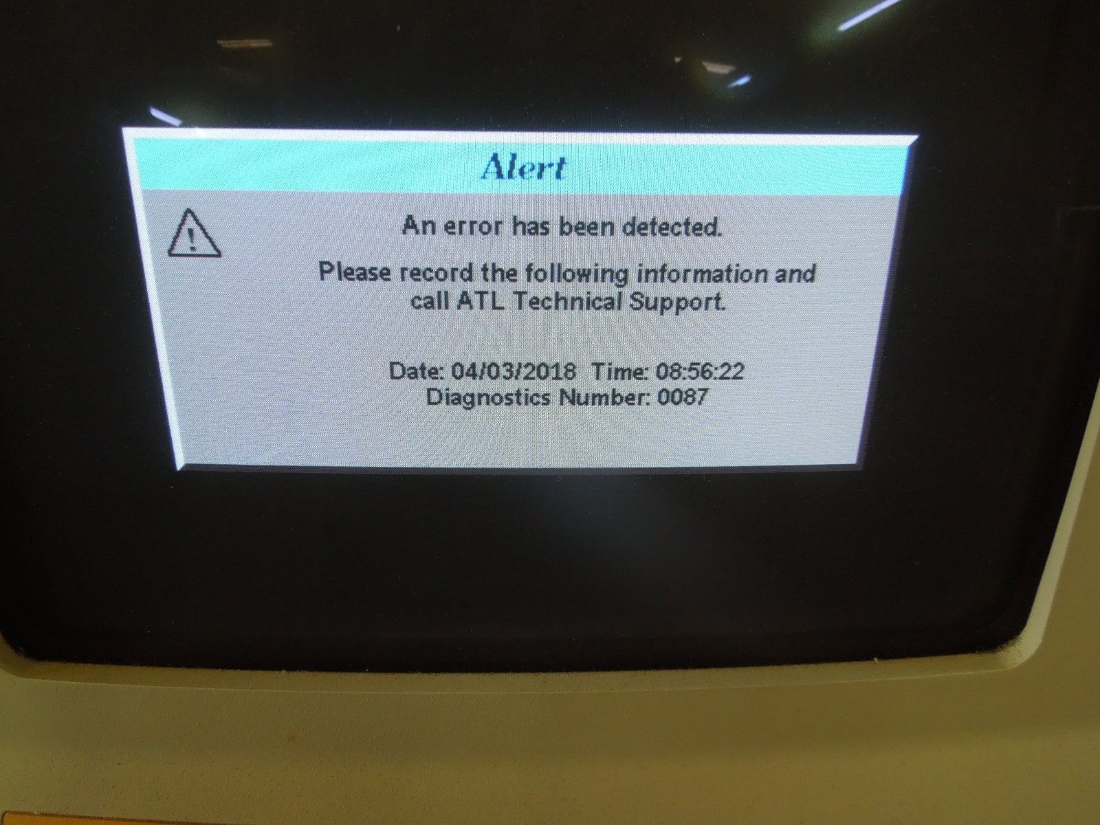 a alert on a monitor screen