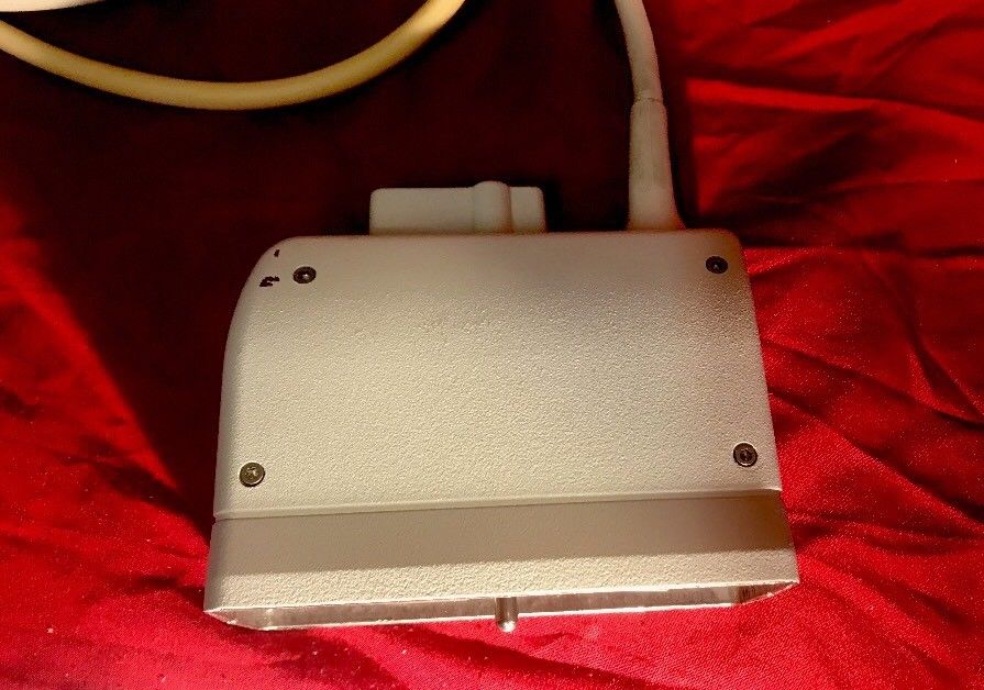 closeup of probe connector red background 