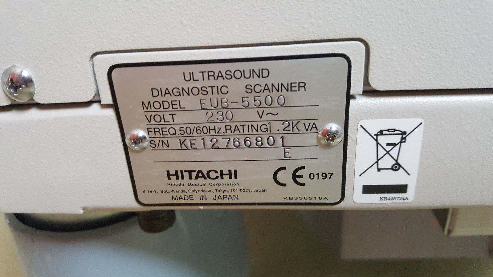 Hitachi EUB-5500 Diagnostic Ultrasound Unit OB, GYN, Microconvex -