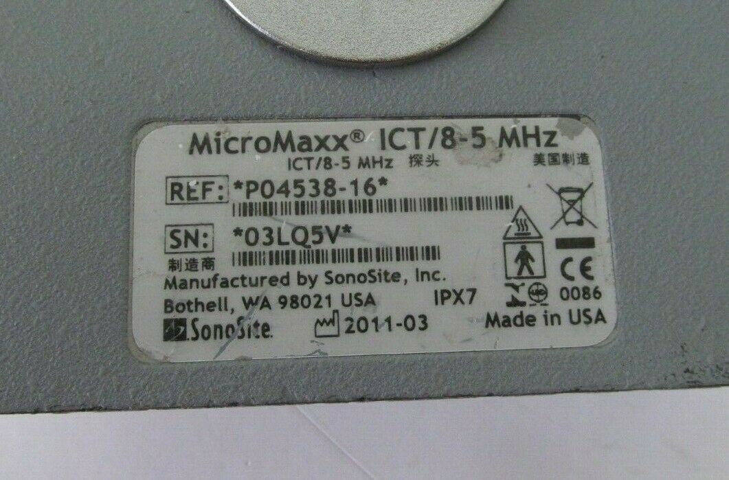 SonoSite MicroMaxx ICT/8-5 MHz Transducer Ultrasound Probe P04538-16 DIAGNOSTIC ULTRASOUND MACHINES FOR SALE