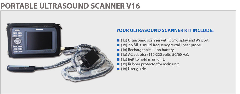Portable Ultrasound Scanner Veterinary Pregnancy V16 with 7.5 MHz Rectal Linear. 689990773721 DIAGNOSTIC ULTRASOUND MACHINES FOR SALE