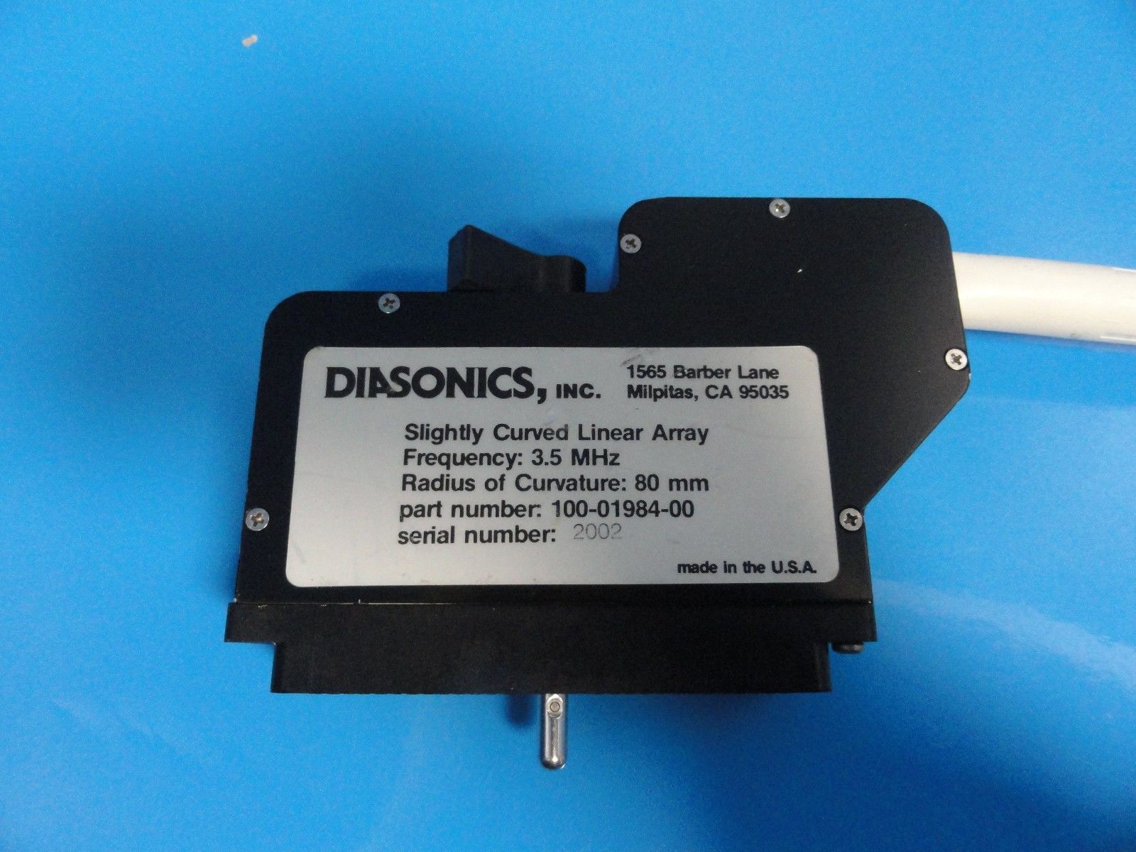 GE Diasonics 3.5 MHz Slightly Curved Linear Array Probe P/N 100-01984-00 (10219) DIAGNOSTIC ULTRASOUND MACHINES FOR SALE