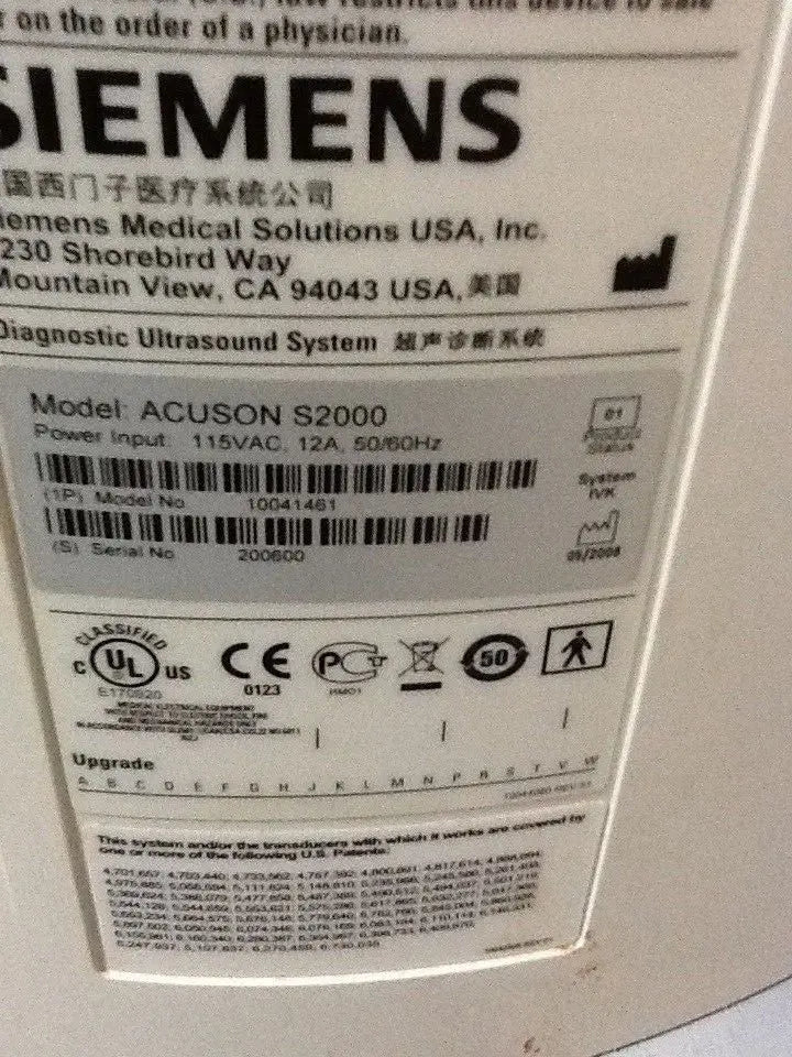 2009 2008 SIEMENS  Acuson  S2000 ULTRASOUND SYSTEM. NO probe.  USED. WORKS FINE DIAGNOSTIC ULTRASOUND MACHINES FOR SALE