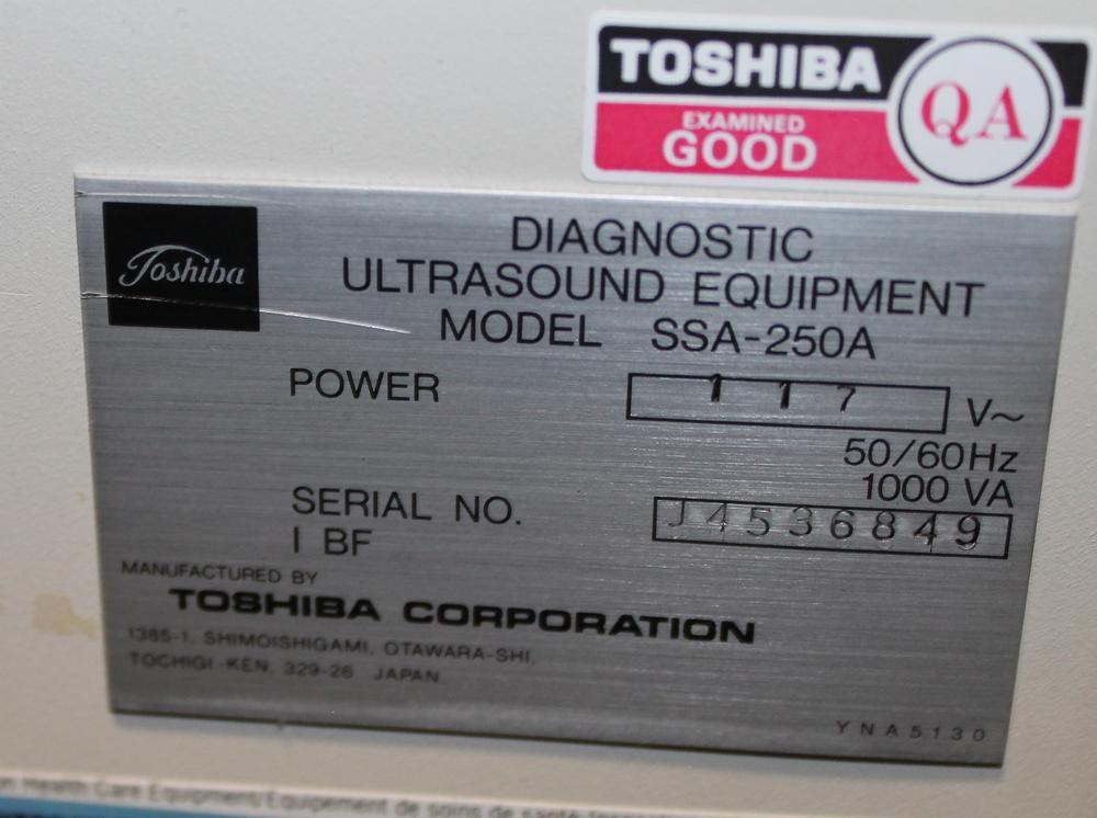 Toshiba Sonolayer SSA-250A Ultrasound Machine PVF-375MT 575MT Probes