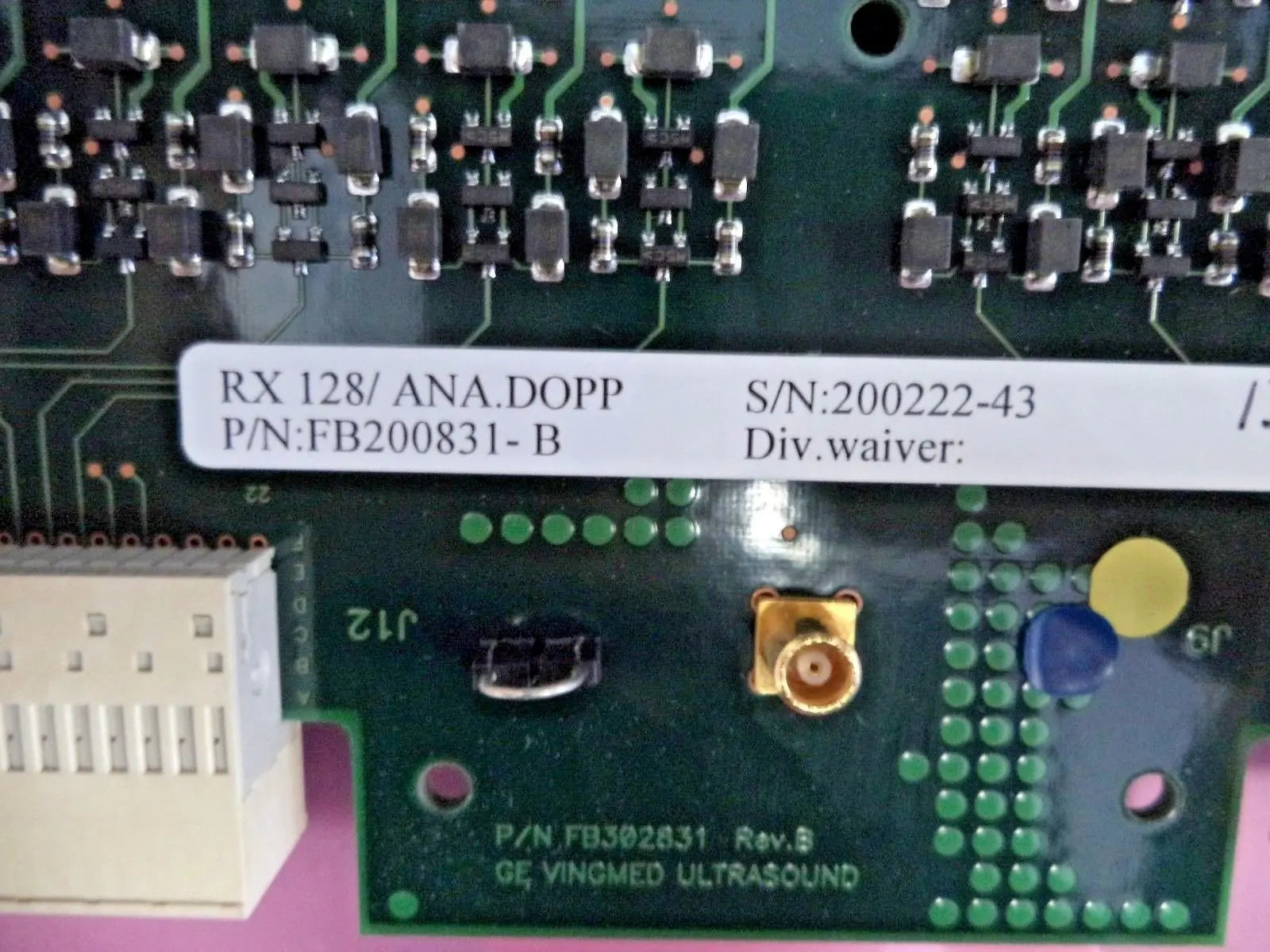 GE Vivid 7 Ultrasound Receiver (RX128) ANA.Doppler Board (PN: FB200831-B) DIAGNOSTIC ULTRASOUND MACHINES FOR SALE