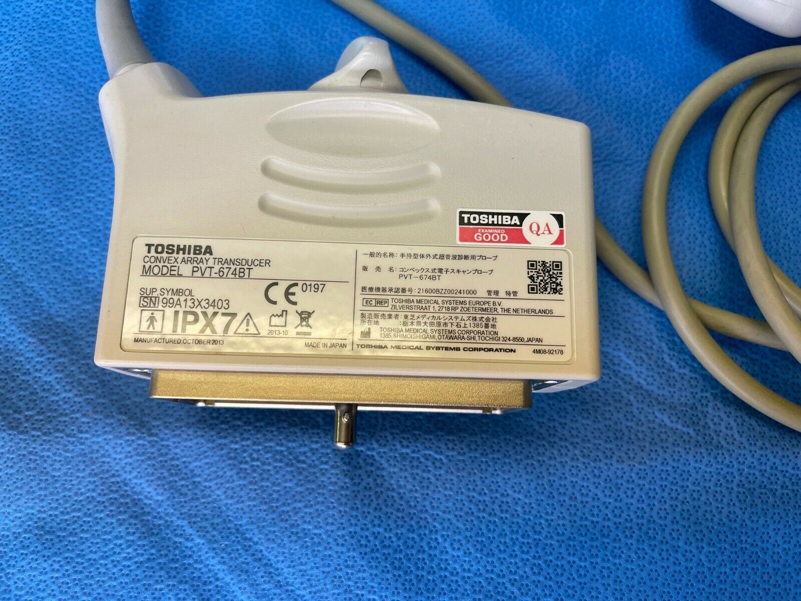 Toshiba Model PVT-674BT Convex Array Transducer Ultrasound Probe DIAGNOSTIC ULTRASOUND MACHINES FOR SALE