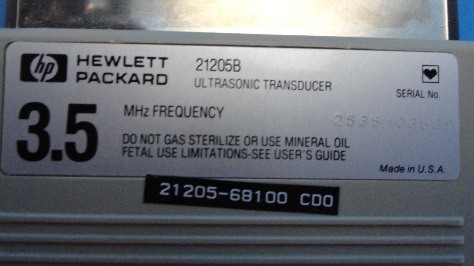 a close up of a label on a probe connector