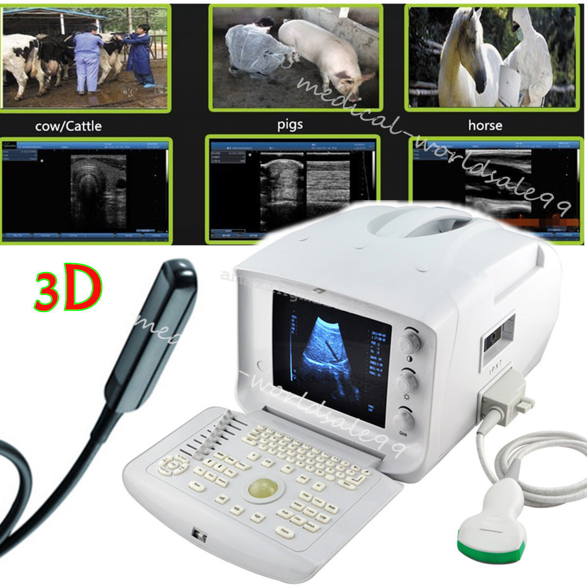 Ultrasonic Ultrasound Scanner Convex+Rectal Probes Animals Pet Vet/Livestock Ce DIAGNOSTIC ULTRASOUND MACHINES FOR SALE