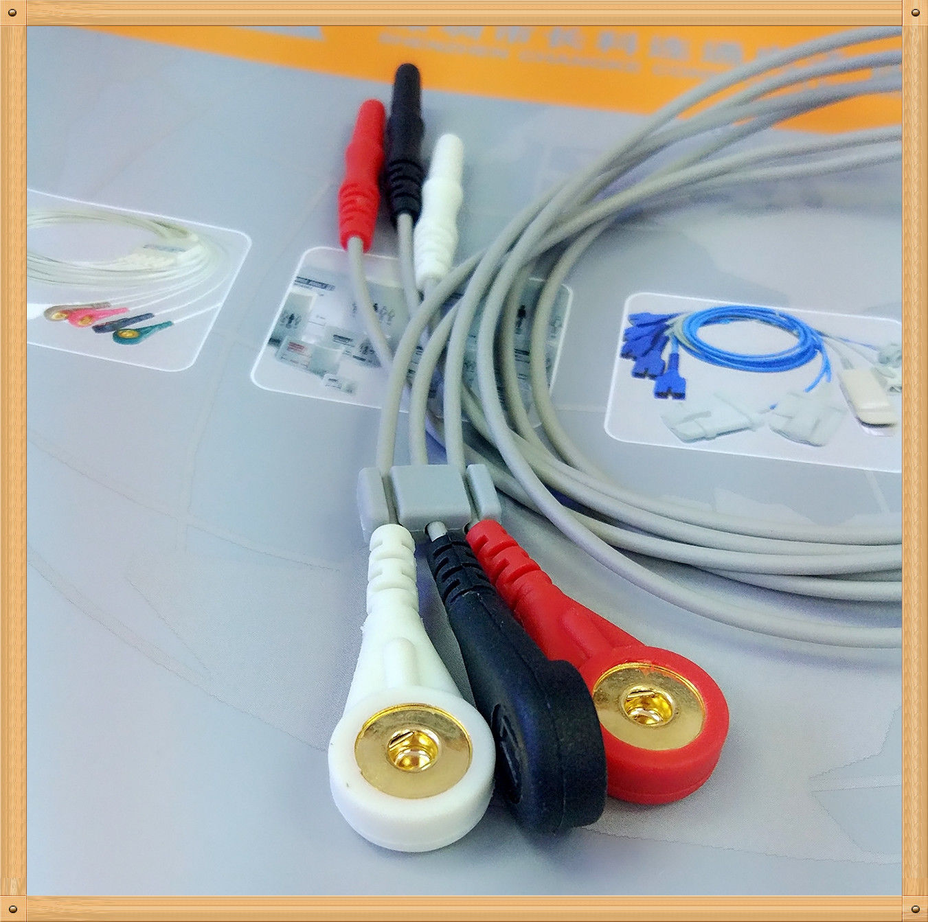Din Style Safety ECG Leadwires 3 Leads,Grabber,AHA,L=0.7M DIAGNOSTIC ULTRASOUND MACHINES FOR SALE