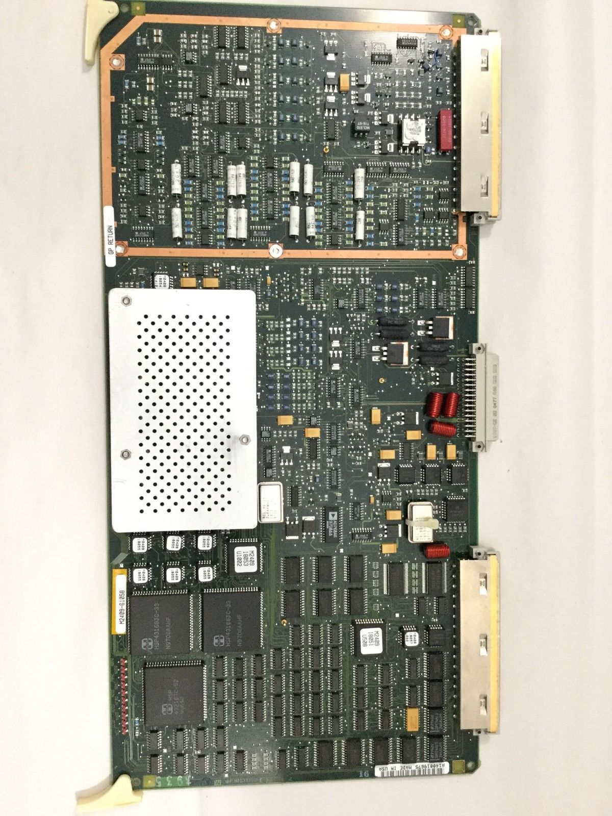 a close up of a computer motherboard with many components