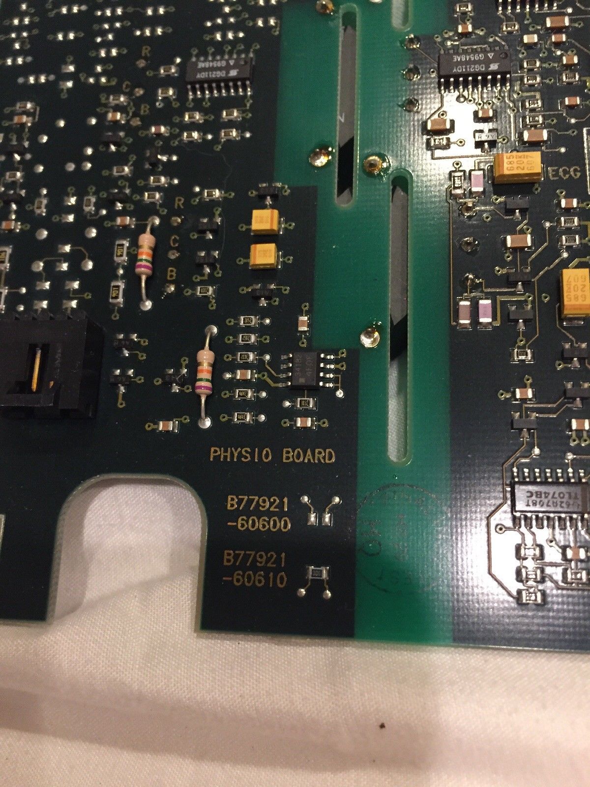 a close up of a circuit board with many components