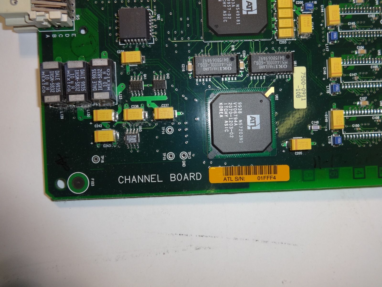 a close up of a channel board with a chip
