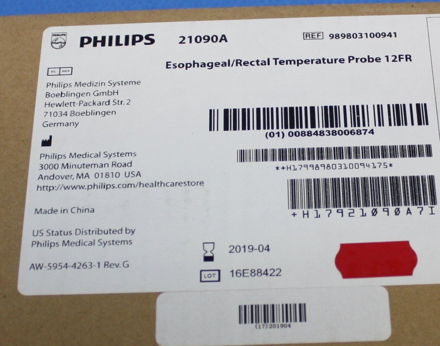 Philips 20 each Esophageal Rectal Temperature Probe 21090A Series 400 2019-04 DIAGNOSTIC ULTRASOUND MACHINES FOR SALE