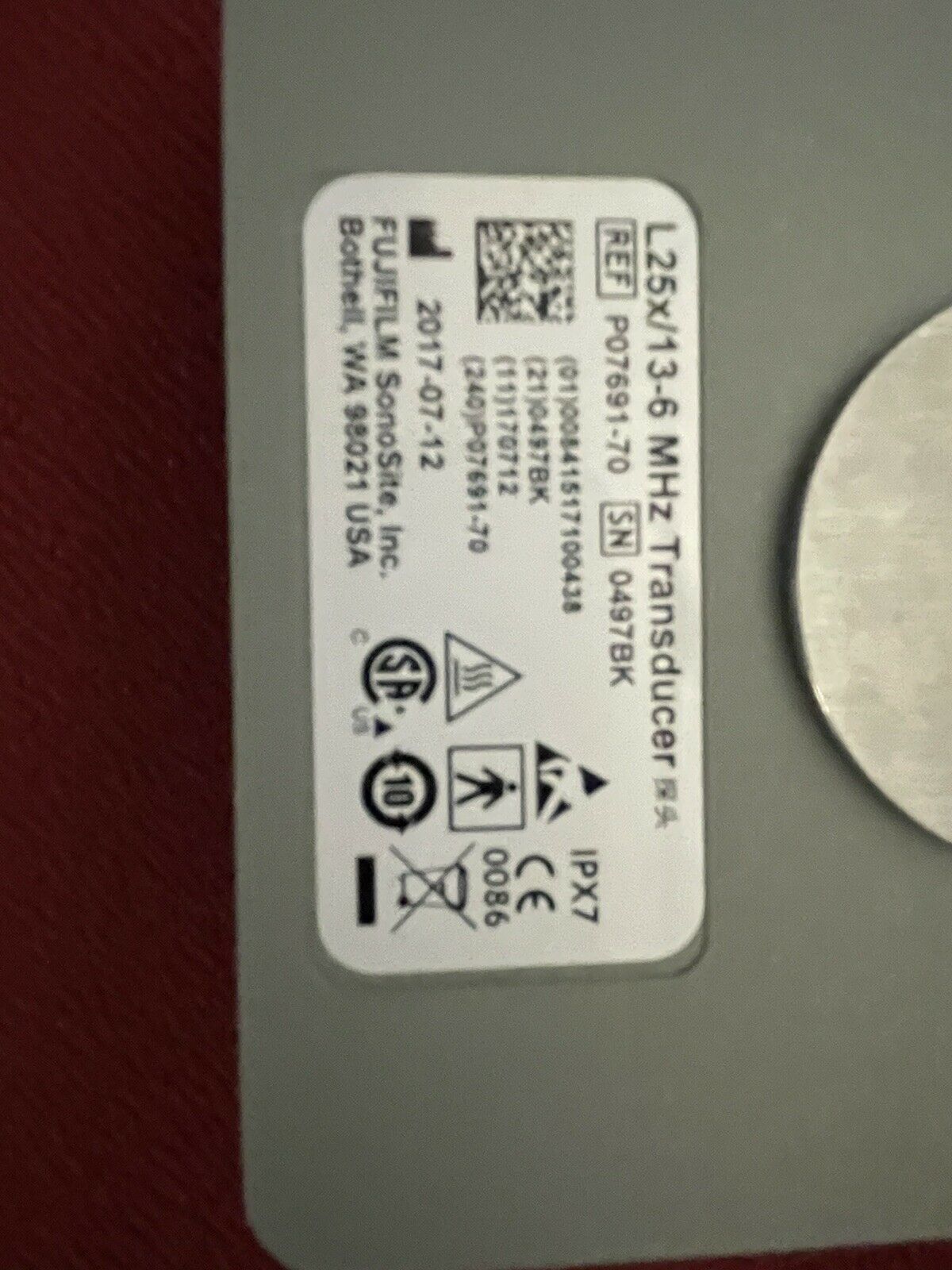 FujiFilm SonoSite INC P07691-70 - L25X/13-6 MHZ TRANSDUCER Ultrasound Transducer DIAGNOSTIC ULTRASOUND MACHINES FOR SALE