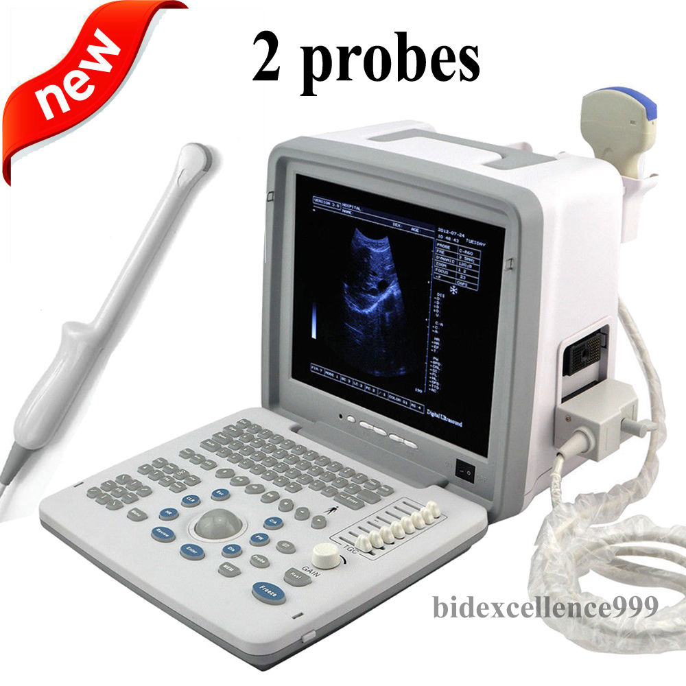 12-Inch Portable Digital Ultrasound Scanner Machine Convex Transvaginal 2 Probes DIAGNOSTIC ULTRASOUND MACHINES FOR SALE