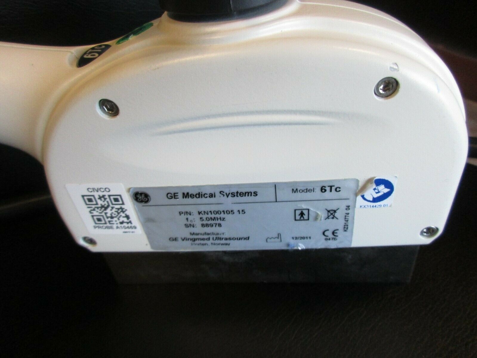 GE Medical Systems Model 6Tc P/N KN100105 12/2011 Probe Ultrasound Transducer DIAGNOSTIC ULTRASOUND MACHINES FOR SALE