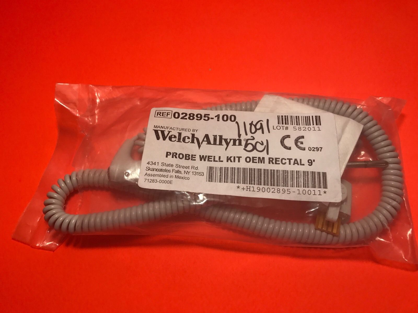 New OEM Welch Allyn Well Kit Rectal Probe 9FT RED  02895-100 Assy Lathg Co DIAGNOSTIC ULTRASOUND MACHINES FOR SALE